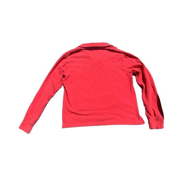 Ralph Lauren Crop Top Red Long Sleeve Polo Shirt 100% Cotton, Sz Woman’s Medium - Picture 2 of 2